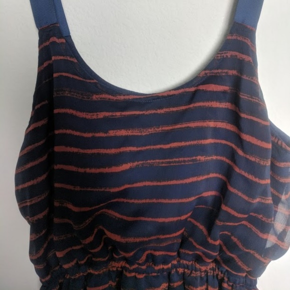 Xhilaration Navy/Orange Stripe Sun Dress - Picture 2 of 5